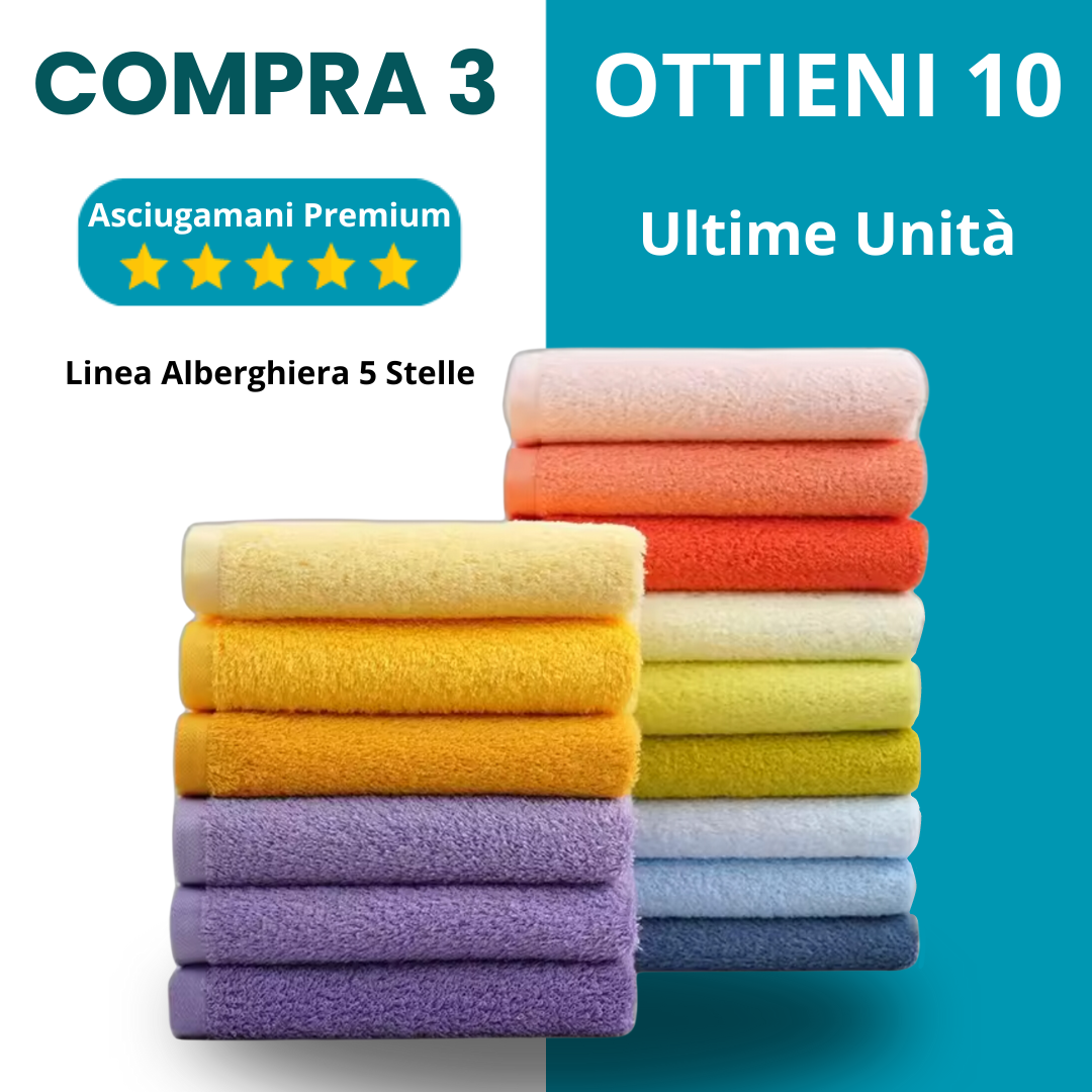 MEGA KIT con 10 Asciugamani di Alta Qualità (LIQUIDAZIONE – ULTIMO GIORNO)